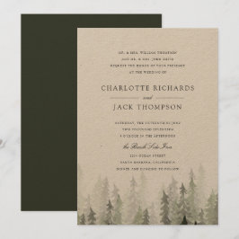 Pine Forest Wedding Invitation Kaart