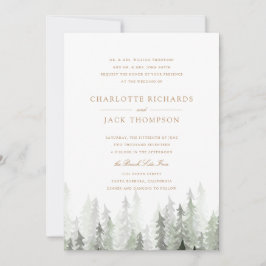 Pine Forest Wedding Invitation Kaart