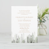 Pine Forest Wedding Invitation Kaart (Staand voorkant)