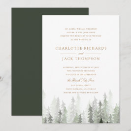 Pine Forest Wedding Invitation Kaart