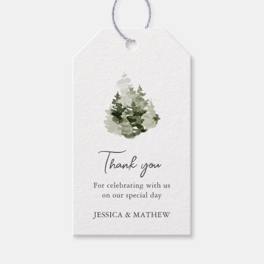 Pine Forest Wedding Thank You Cadeaulabel (Voorkant)