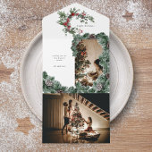 Pine Forest Winter Greenery Gepersonaliseerde foto All In One Uitnodiging