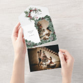 Pine Forest Winter Greenery Gepersonaliseerde foto All In One Uitnodiging (Afscheurbaar)