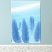 Pine Forest Winter Trees Lila blauwe Waterverf Canvas Afdruk (Insitu (Houten vloer))