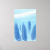 Pine Forest Winter Trees Lila blauwe Waterverf Canvas Afdruk (Voorkant)