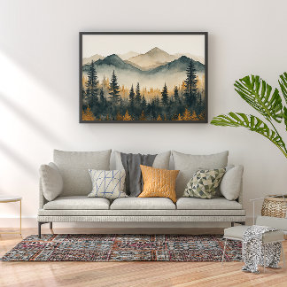 Pine Forest Zen Minimalist Wall Art Perfect Poster
