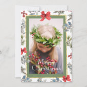 Pine Foto Gouden Frame Prettig Kerstfeest Feestdagenkaart (Voorkant)