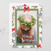 Pine Foto Gouden Frame Prettig Kerstfeest Feestdagenkaart (Voorkant / Achterkant)