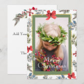 Pine Foto Gouden Lijst Prettig Kerstfeest Feestdagenkaart (Voorkant / Achterkant)