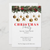 Pine Garland Gold Ornaments Christmas Party Kaart (Voorkant / Achterkant)