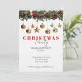 Pine Garland Gouden Kerstversiering Kerstfeest Kaart (Staand voorkant)