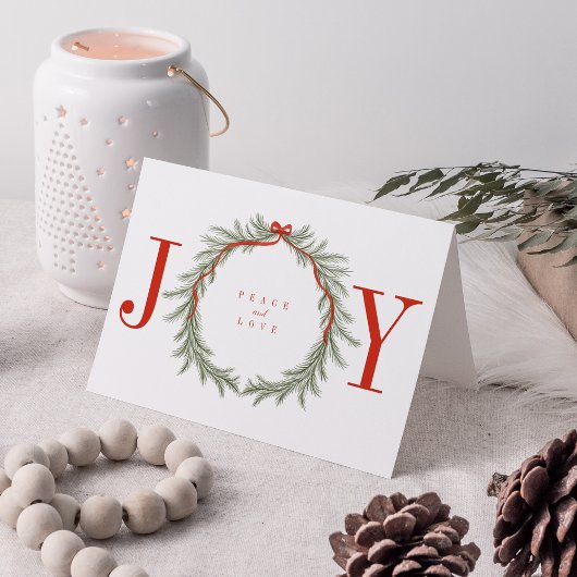 Pine Garland krans met boog vreugde Kerstmis Foto Feestdagen Kaart