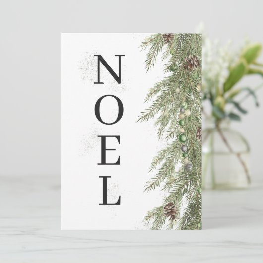 Pine Garland Noel Zakelijke Kerstvakantie Kaart (Staand voorkant)