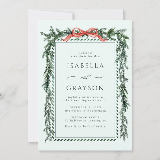 Pine Garland Wedding All in One Mint Green Kaart (Voorkant)