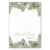 Pine & Gold Christmas Foliage Wedding Place Cards Kaart (Voorkant)