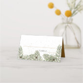 Pine & Gold Christmas Foliage Wedding Place Cards Plaatskaartje (Voorkant)