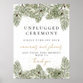 Pine & Gold Kerst Foliage Unplugged Ceremonie Poster (Voorkant)