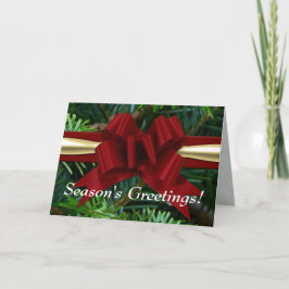Pine / Gold / Red Bow Season's Greetings Kaart