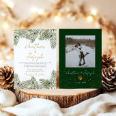 Pine & Goud Kerstmis Bladdeken Feestelijke bruilof Kaart
