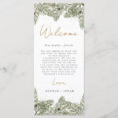 Pine & Goud Kerstmis Bladgroen Bruiloft Programma (Voorkant)