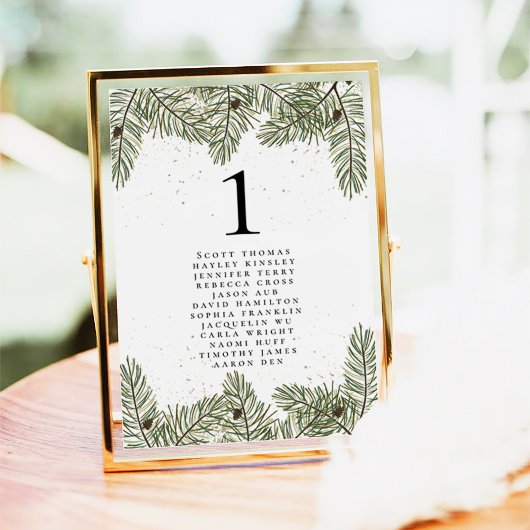 Pine & Goud Kerstmis Bladgroen Trouwnamen Kaart