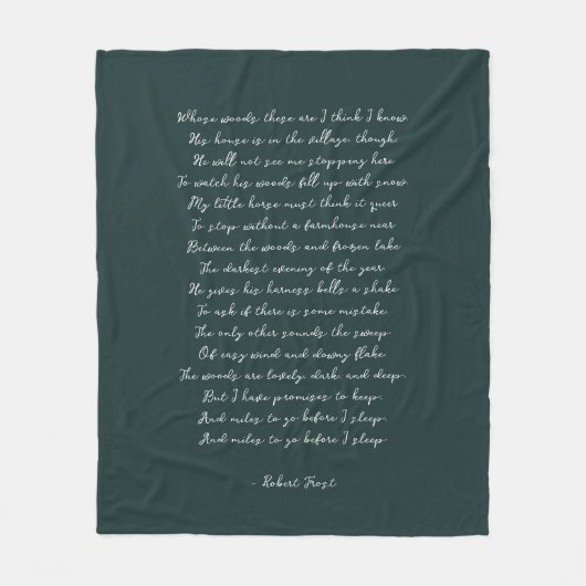 Pine Green Aangepaste Gedicht Song Tekst Citaat Fleece Deken (Voorkant)