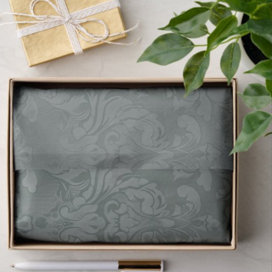 Pine Green Antiek Damask Decoupage Tissuepapier