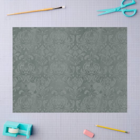  Pine Green Antiek Damask Decoupage Tissuepapier (Craft)