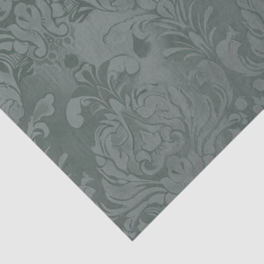  Pine Green Antiek Damask Decoupage Tissuepapier (Detail)