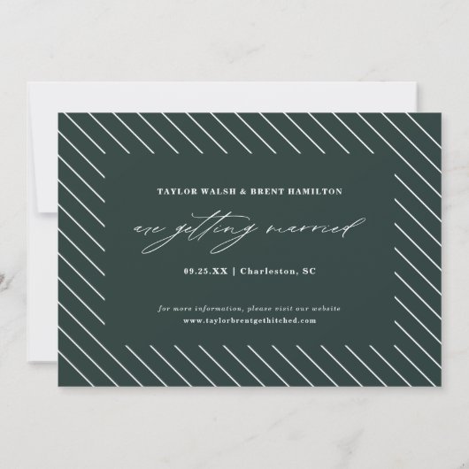 Pine Green Calligrafie Script Foto Opslaan van de  Save The Date (Achterkant)