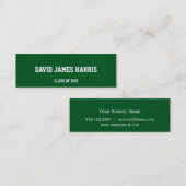 Pine green collegiate afstuderen insert name card contactkaartje (Voorkant / Achterkant)