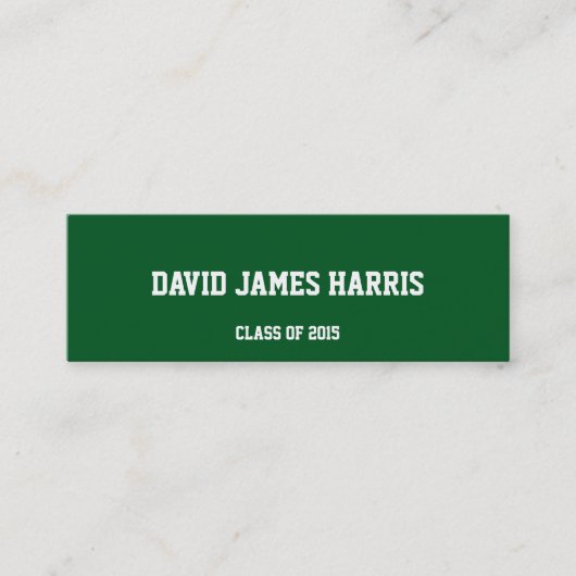Pine green collegiate afstuderen insert name card contactkaartje (Voorkant)