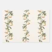 Pine Green Cream Christmas Trees Bells Snowflakes Inpakpapier Vel (Voorkant 3)