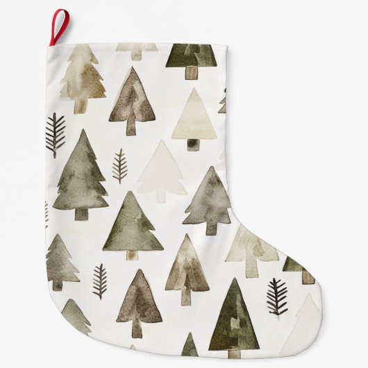 Pine Green Cream Kerstbomen Grote Kerstsok (Voorkant)