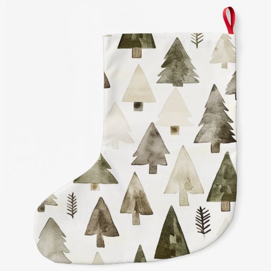 Pine Green Cream Kerstbomen Grote Kerstsok (Achterkant)