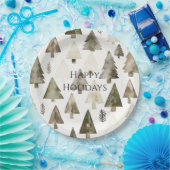 Pine Green Cream Kerstbomen Papieren Bordje (Feest)