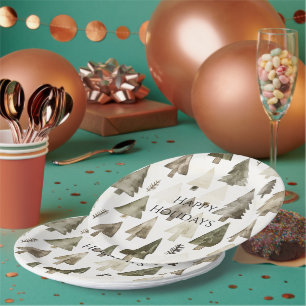 Pine Green Cream Kerstbomen Papieren Bordje