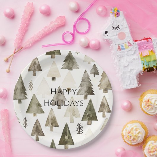 Pine Green Cream Kerstbomen Papieren Bordje (Feest)