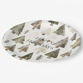 Pine Green Cream Kerstbomen Papieren Bordje (Gekanteld)