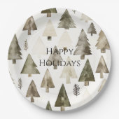 Pine Green Cream Kerstbomen Papieren Bordje (Voorkant)