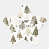 Pine Green Cream Kerstbomen Ster Sticker (Voorkant)