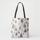 Pine Green Cream Kerstbomen Tote Bag (Voorkant)