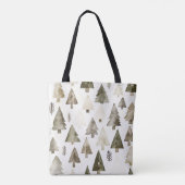 Pine Green Cream Kerstbomen Tote Bag (Achterkant)
