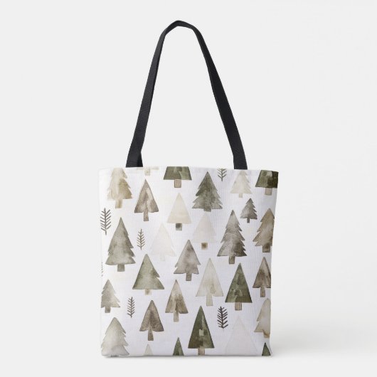 Pine Green Cream Kerstbomen Tote Bag (Achterkant)