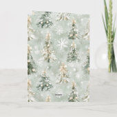 Pine Green Cream Mint Christmas Trees & Snowflakes Kaart (Achterkant)