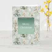 Pine Green Cream Mint Christmas Trees & Snowflakes Kaart (Gele Bloem)