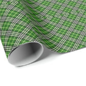 Pine Green en White Plaid Country Kerstmis Cadeaupapier (Rol Hoek)