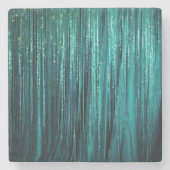 Pine Green Glam Glitzy Tinsel Stripes Stenen Onderzetter (Voorkant)
