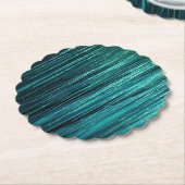 Pine Green Glitzy Tinsel Stripes Kerstmis Kartonnen Onderzetters (Gekanteld)