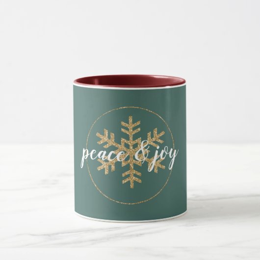 Pine Green Gold Glitter Snowflake Mok (Midden)